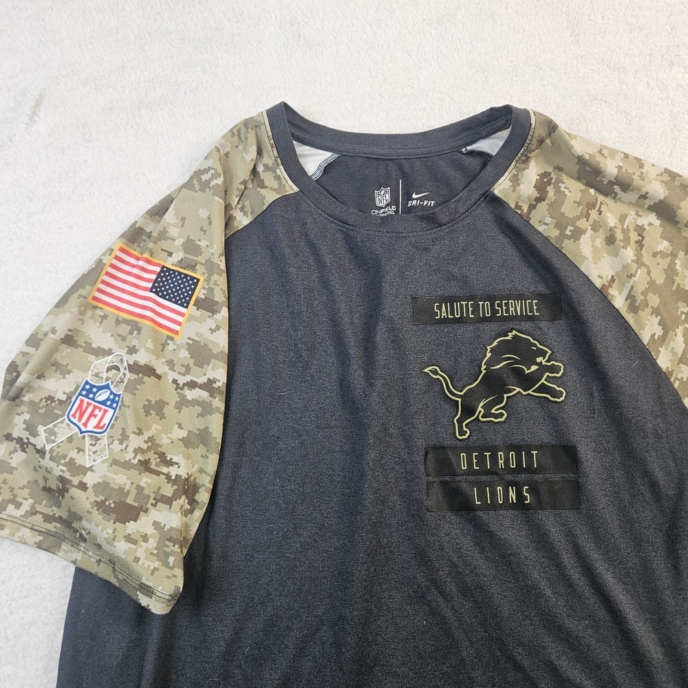 Nike NFL Detroit Lions Salute to Service Camouflage Sleeve Shirt Football Size L
